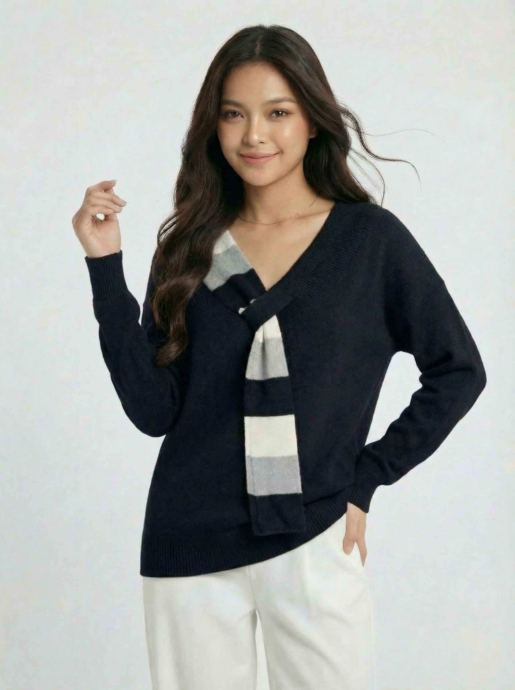 Casual V Neck Knit Cardigan Outerwear