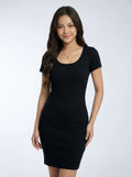 Versatile Short Sleeve Scoop Neck Bodycon Midi Skirt