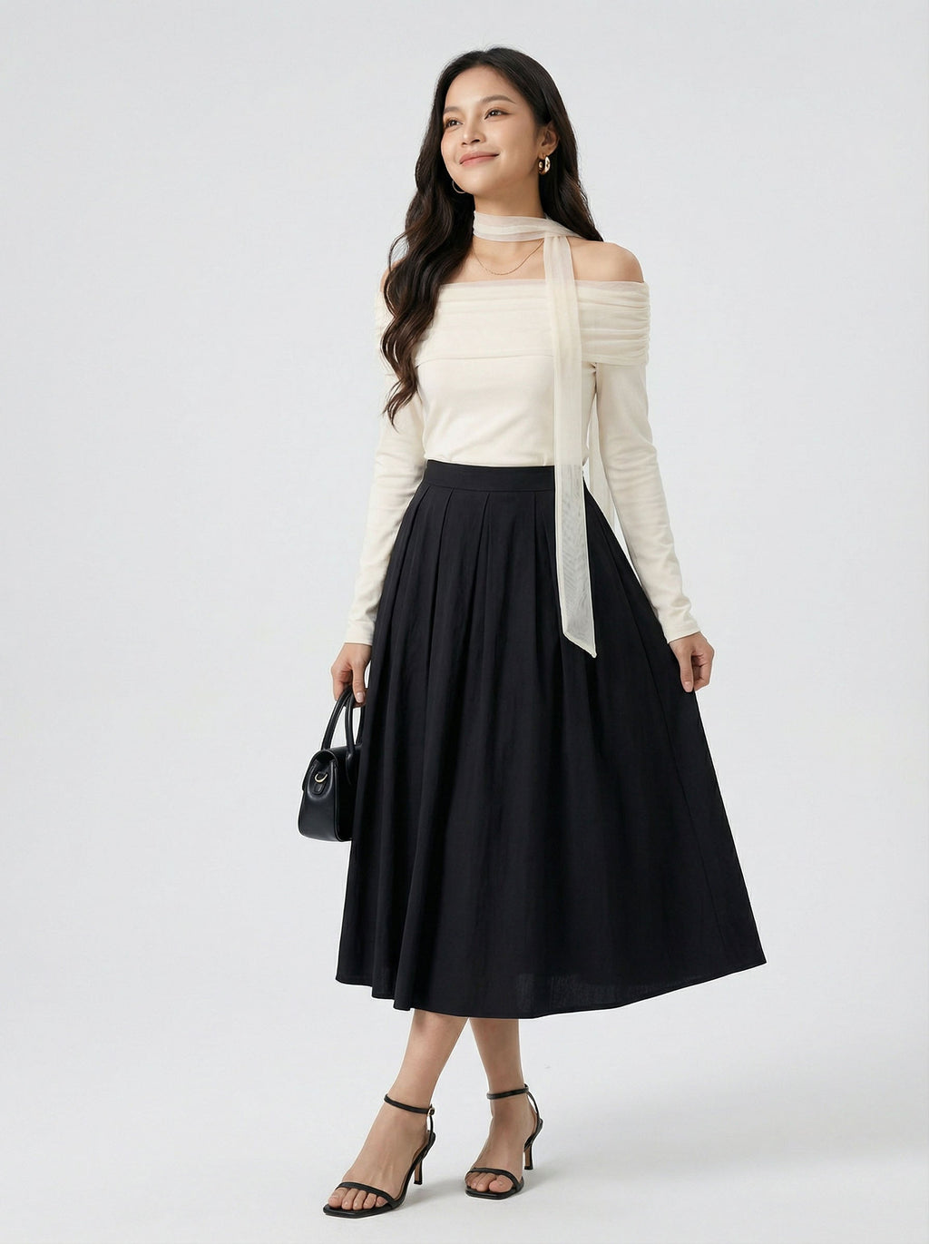 High Waist Casual Wide Leg Maxi Skirt